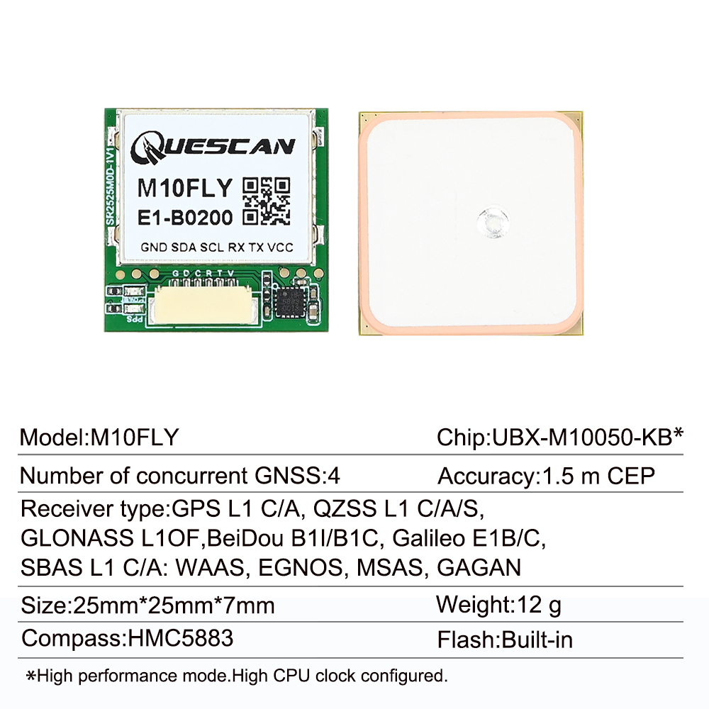 Quescan 25mm*25mm M10FLY 10Hz  - Fishing Gps 评论和价格